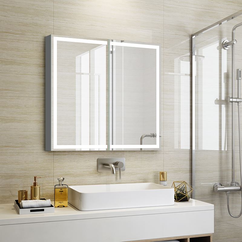 မှန်တံခါးနှစ်ပေါက်ပါသော LED Mirror Cabinet